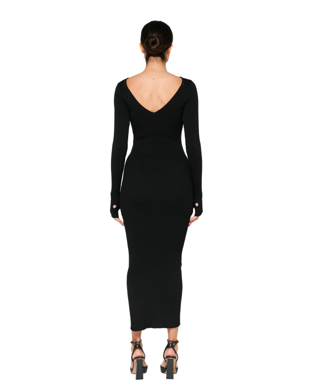 Venetian Elegance Dress - Midnight Noir