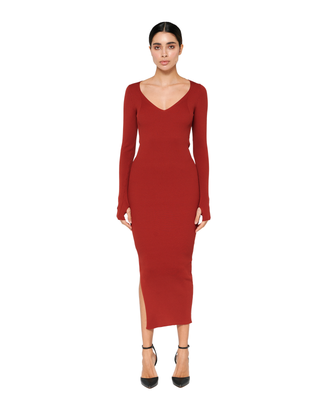 Venetian Elegance Dress - Crimson Flame