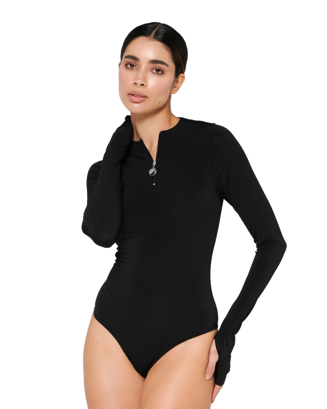 Maven Zipped Bodysuit - Midnight Noir